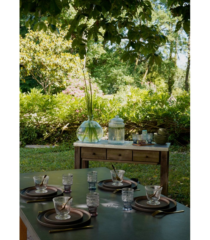 Glass powderpink with fleur de Lys Medaillon