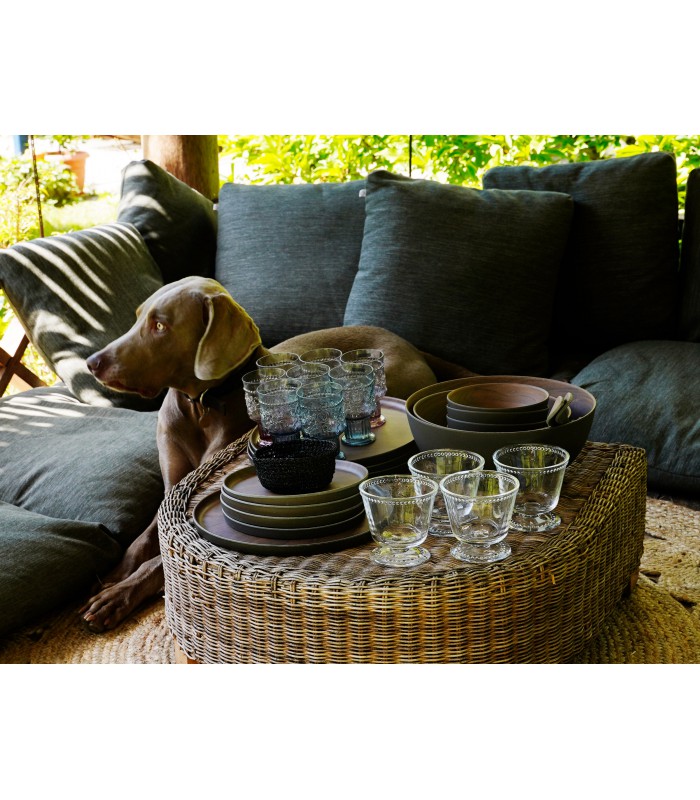 Glass powderpink with fleur de Lys Medaillon