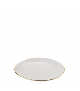 Assiette à dessert en porcelaine blanche avec détail doré