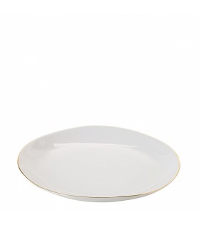 Assiette à dîner en porcelaine blanche avec détail doré