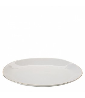Service de plat grand en porcelaine blanche avec détail doré