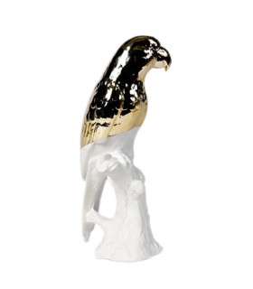 GOLD WHITE PARROT STATUE