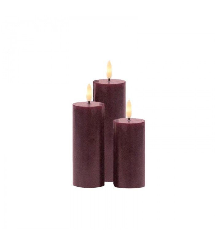 Sille Rechargeable Candles Bordeaux (Set de 3)
