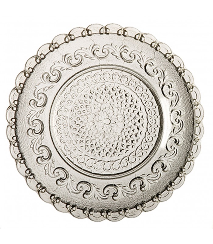 Assiette transparente ornée en verre