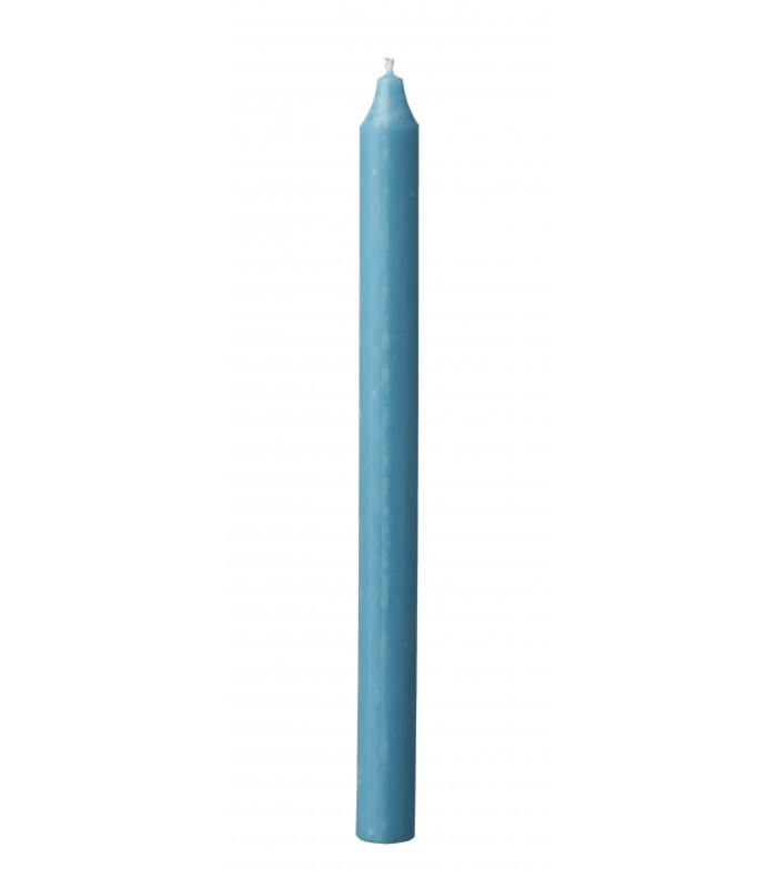 Paraffin wax tapered candle light blue
