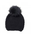 Bobble hat of wool and raccoon