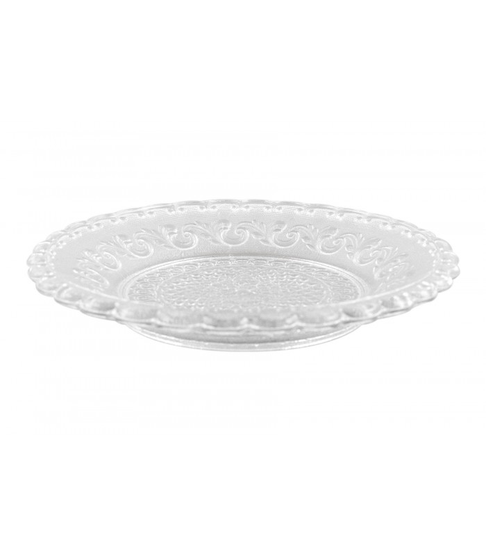 Assiette transparente ornée en verre