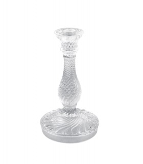 Glass whirlpool candlestick clear