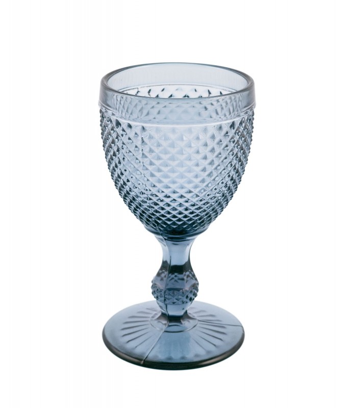 Faceted vin glass smoke gray