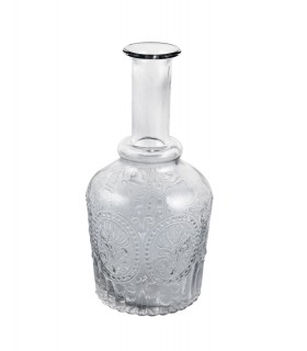 Carafe en verre transparent avec relief fleur de lys