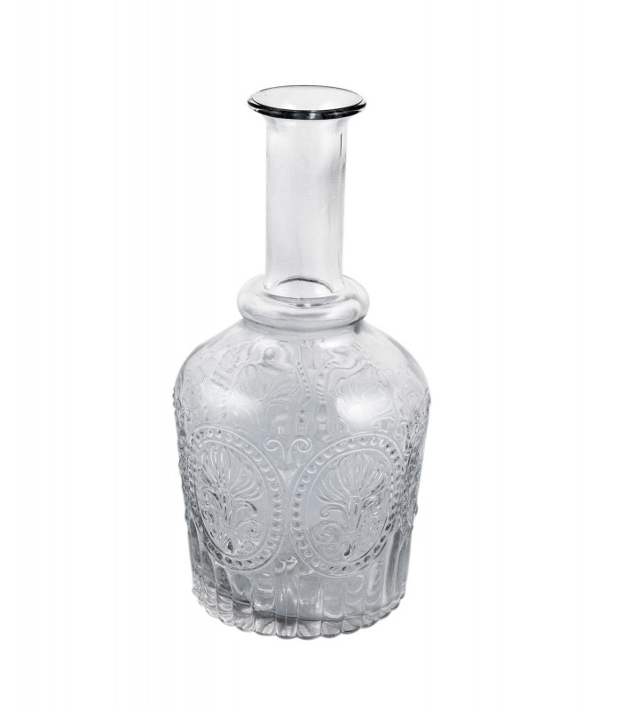 Carafe en verre transparent avec relief fleur de lys
