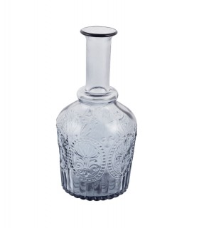 Carafe en verre gris fumé avec relief fleur de lys