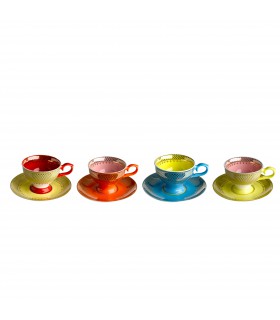 Set multicolore de 4 tasses à café