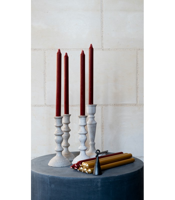 Paraffin wax tapered candle burgundy