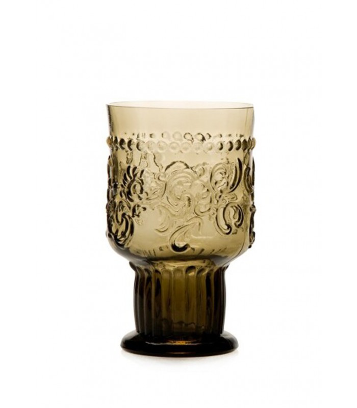 Verre sur Pied Marron Médaillon à Fleur de Lys