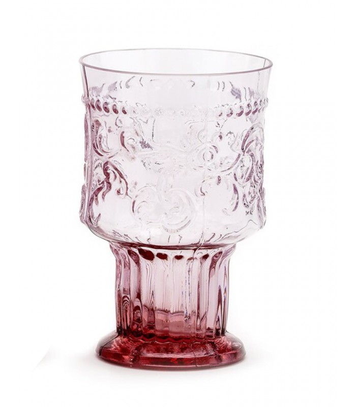 Verre sur Pied Médaillon à Fleur de Lys Rose Poudré
